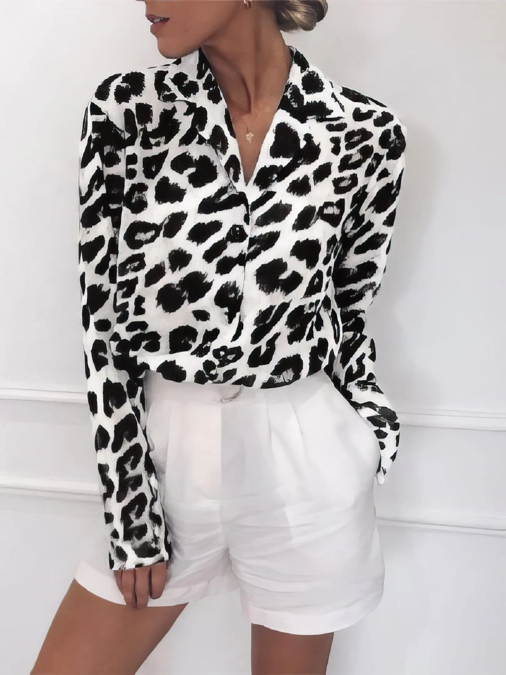 Button-Down Leopard Print Top