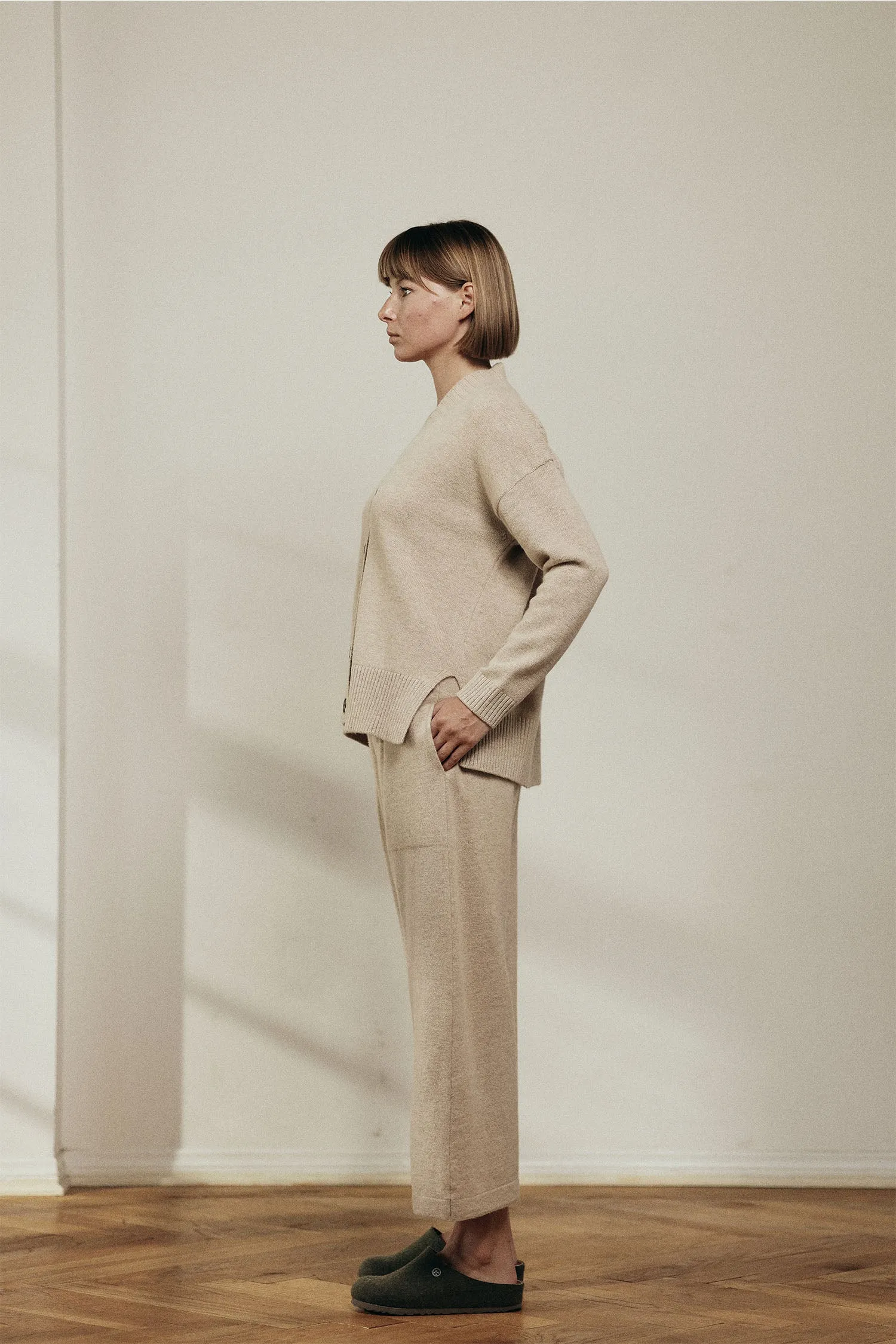 Cashmere wool blended sweater cardigan
