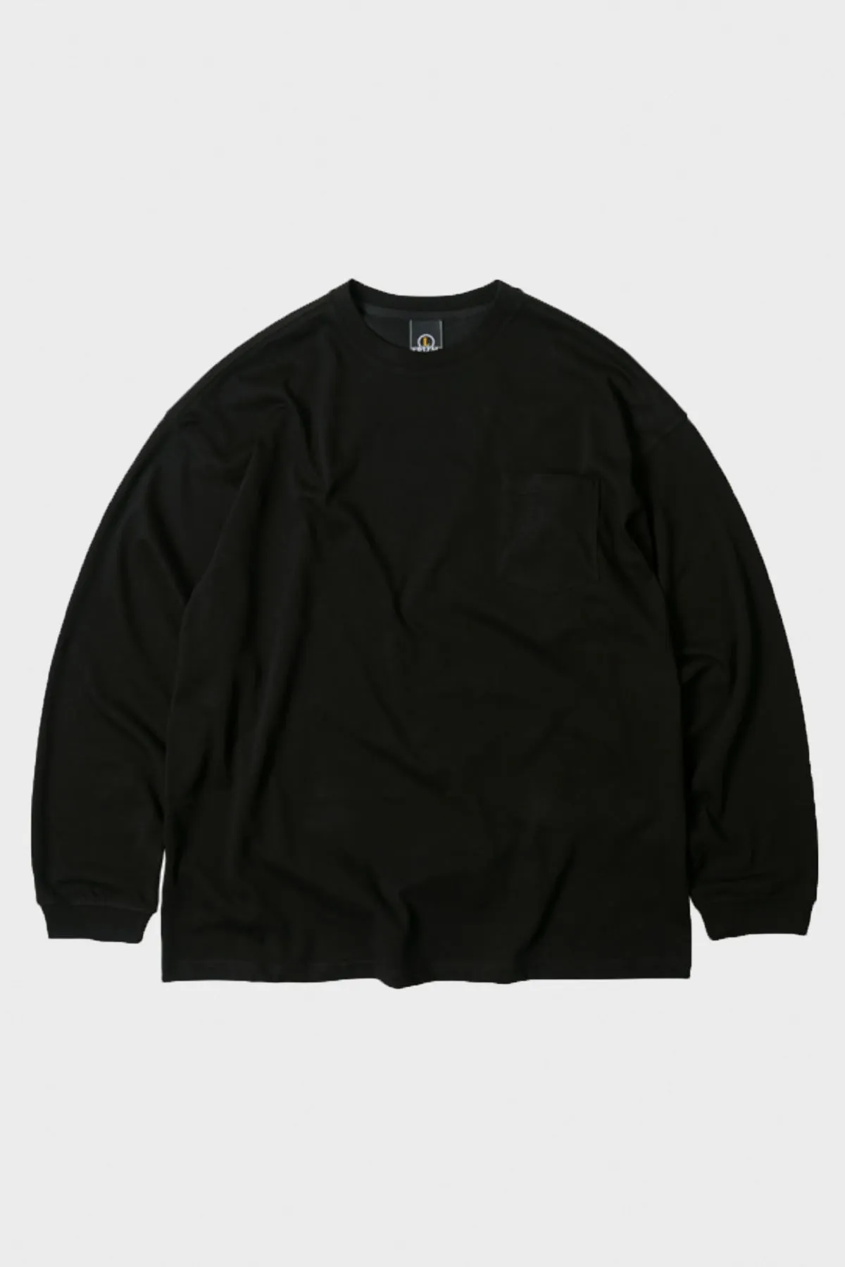 Oversized Long Sleeve Pocket Tee - Black