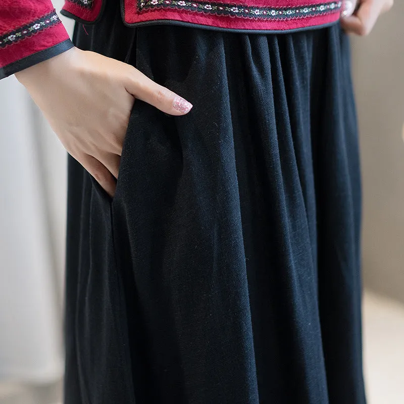Signature Cotton Full Length Traditional Chinese Style Expansion Skirt